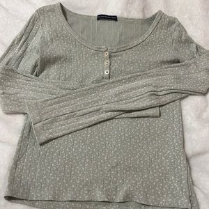 brandy melville light green floral long sleeve top in women’s